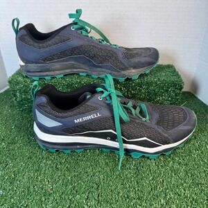 Merrell All Out Peak Mens Trail Running Shoes Navy Blue Green J35537 Size 11